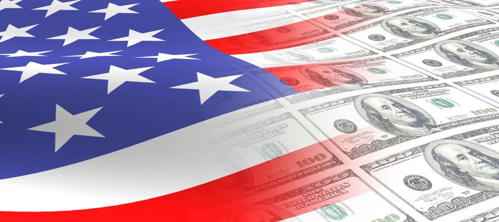 american flag with money
