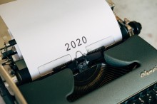 2020 on a piece of paper coming out of a typewrite